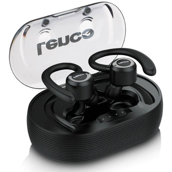 Lenco EPB-460BK Auriculares Bluetooth True Wireless TWS con Micrófono Negro - IPX5 Deportes Batería 60h