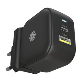 ICY BOX Cargador IB-PS106-PD 38W con puerto USB-C y USB-A, Negro