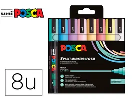 Posca PC-5M/8C Estuche Marcador de Pintura Punta Cónica 1.8-2.5 mm, 8 Colores Pastel