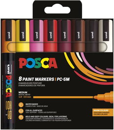 Marcador T.Opaca No Perm. Uni Posca 1,8 (Pc-5M) Colores Calidos Estuche De 8