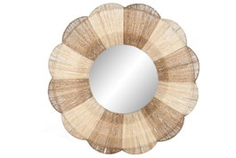 DKD Home Decor Espejo de Ratán y Metal Natural 87x87 cm
