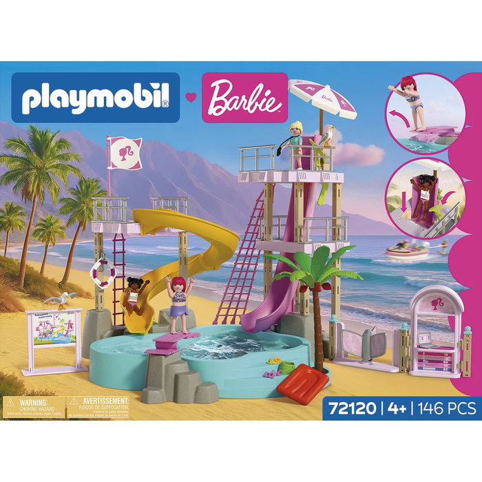 PLAYMOBIL Barbie Parque Acuático Malibu 72120 - Juguete Verano para Niñas +4 años
