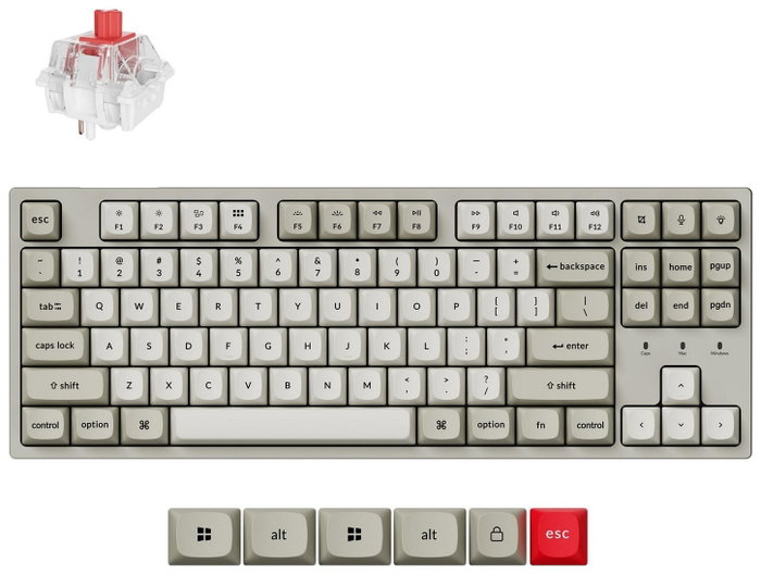 Keychron C1PX-M1 Teclado Mecánico 80% TKL Super Red Switch Hot-Swap RGB USB Blanco-Gris Keychron C1PX-M1 Teclado Mecánico 80% TKL Super Red Switch Hot-Swap RGB USB Blanco-Gris