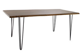 DKD Home Decor Mesa de Comedor de Acacia y Metal Marrón