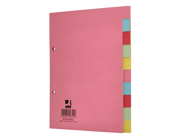 Q-connect Separador Cartulina DIN A5 Juego de 10 Separadores con Pestañas Colores Pastel Certificado Blue Angel y PEFC