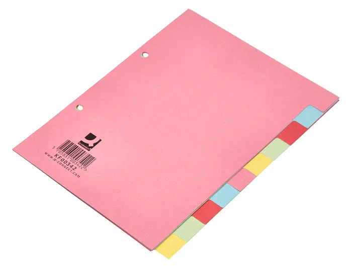 Q-connect Separador Cartulina DIN A5 Juego de 10 Separadores con Pestañas Colores Pastel Certificado Blue Angel y PEFC