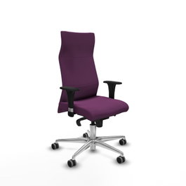 PIQUERAS Y CRESPO Sillón Albacete con Mecanismo Sincro, Similpiel Morado, Base Aluminio y Brazos 1D