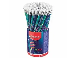 Maped Lápices de Grafito Pixel Party HB con Goma de Borrar, Bote 72 Unidades