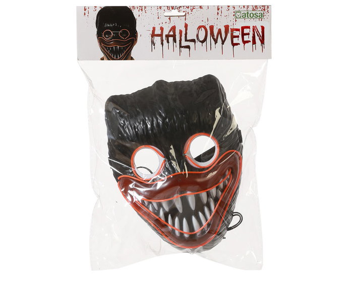 Monstruo Mascara Negra Para Disfraz Adulto Con Dientes Afilados Iluminados LED Para Fiestas Nocturnas Y Eventos De Terror Monstruo Mascara Negra Para Disfraz Adulto Con Dientes Afilados Iluminados LED Para Fiestas Nocturnas Y Eventos De Terror