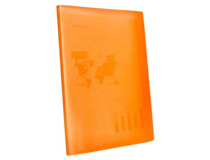 Liderpapel Carpeta con 10 Fundas Polipropileno Traslúcida Naranja Frosty Din A4