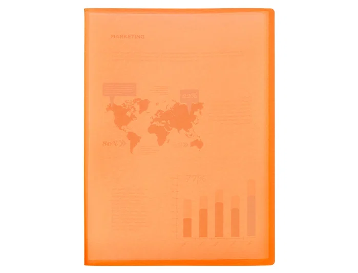 Liderpapel Carpeta con 10 Fundas Polipropileno Traslúcida Naranja Frosty Din A4