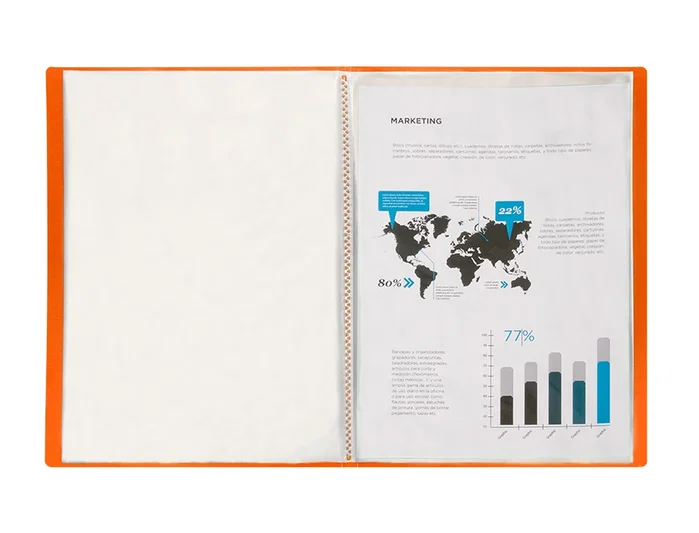 Liderpapel Carpeta con 10 Fundas Polipropileno Traslúcida Naranja Frosty Din A4