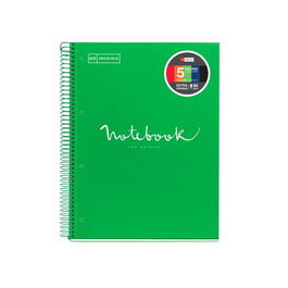 Bloc Miquelrius Emotions Notebook 5 Micro.Tapa Extra A4 120H 90G Cuadric.5X5 Verde (Set de 5)