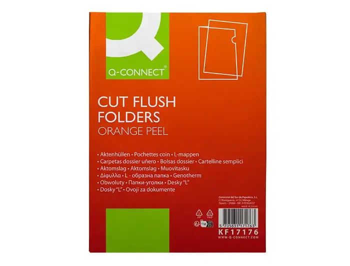 Q-connect Carpeta Archivador Dossier Uñero Plástico Folio Transparente 110 Micras