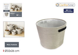 Inde Cesta de Almacenaje Redonda para Organización, Gris, 32 cm x 26 cm x 7.7 cm (12 Unidades)