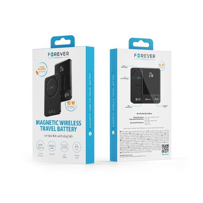 FOREVER Power bank inalámbrico MATB-200 20W PD 5000 mAh magnético negro