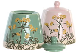 DKD Home Decor Azucarero de Gres Floral Perfume Loving Rosa y Verde
