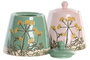 DKD Home Decor Azucarero de Gres Floral Perfume Loving Rosa y Verde