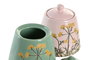 DKD Home Decor Azucarero de Gres Floral Perfume Loving Rosa y Verde