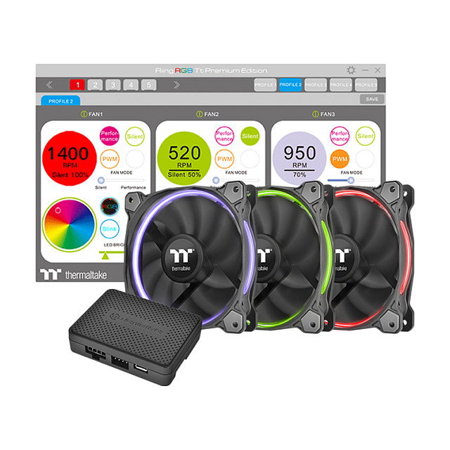Thermaltake Riing 14 LED RGB Pack de 3 (140 mm)
