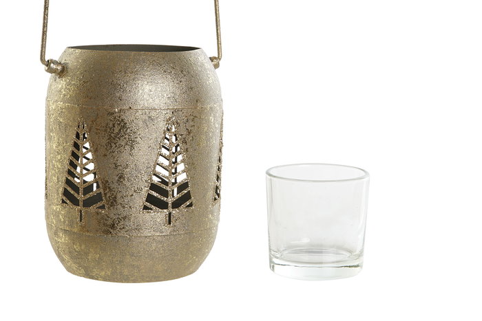 DKD Home Decor Portavelas Navidad Moderno Dorado Metal 8.5 x 11 x 8.5 cm (6 Unidades)