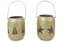 DKD Home Decor Set de 2 Portavelas Metálicos Dorados