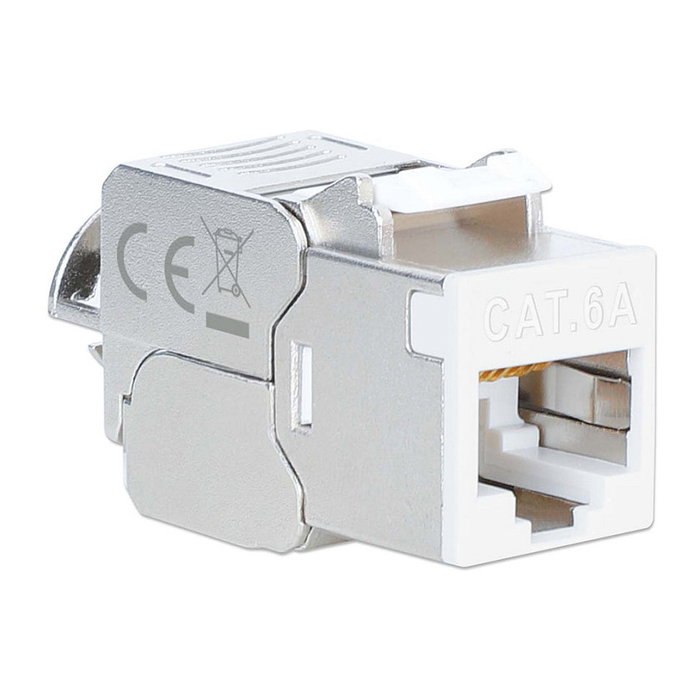 Intellinet 791304 Módulo Keystone RJ-45 Cat6a STP 10GBase-T Blanco, Zinc, Contactos Bañados en Oro, Frecuencia 500 MHz
