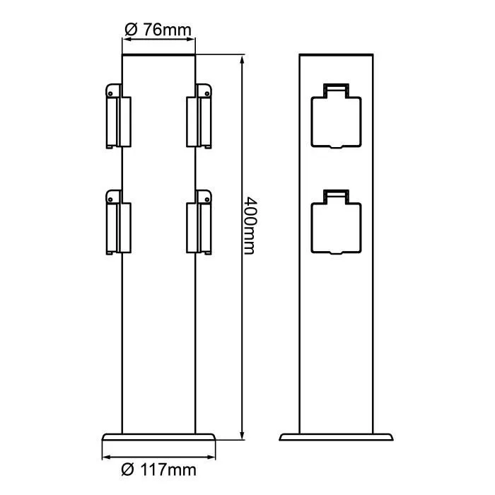 Brilliant DODY Bolardo con 4 enchufes color negro metal/plástico E27 LED IP44