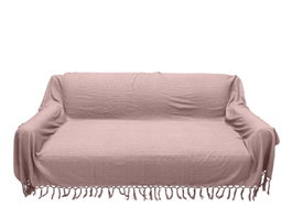 DKD Home Decor Plaid de Algodón Rosa Palo 240x260 cm