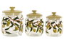 DKD Home Decor Set de 3 Botes de Cristal Olivo 1,5L