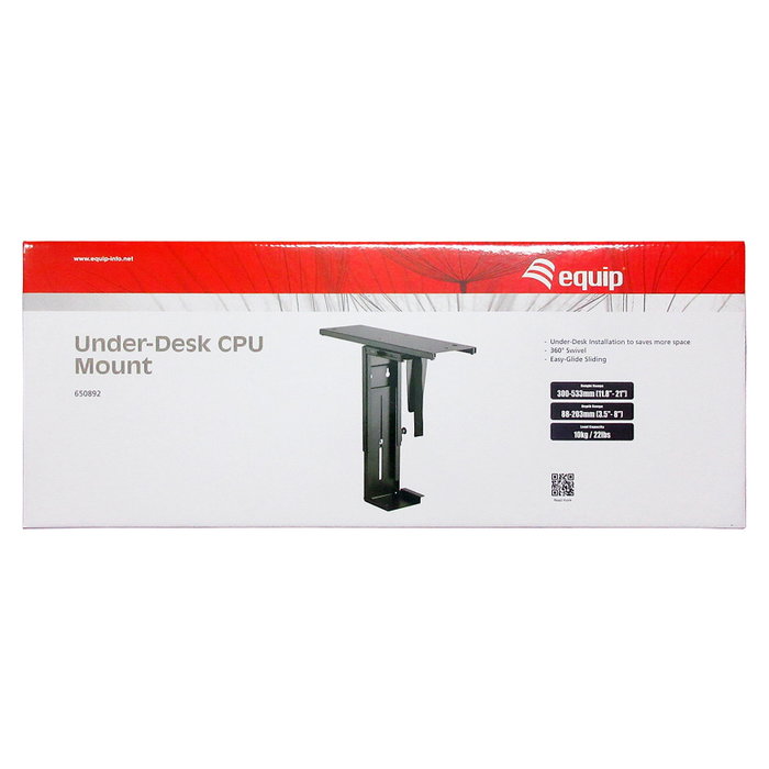 Equip Soporte Giratorio 360° para CPU bajo Mesa, Acero, Color Negro, Soporta hasta 10 kgs, 650892 Equip Soporte Giratorio 360° para CPU bajo Mesa, Acero, Color Negro, Soporta hasta 10 kgs, 650892