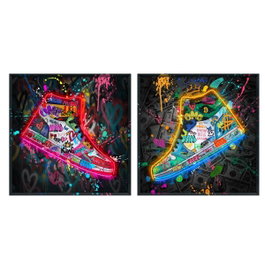 DKD Home Decor Cuadro LED Lienzo Zapatillas Surtido de 2 Unidades