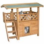 Kerbl Lodge Casa para gatos - Madera - Marrón / Verde - 77 x 50 x 73 cm