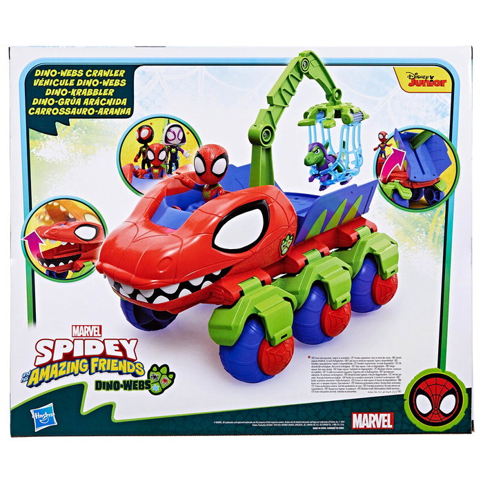 Hasbro Spidey Dino Webs Grúa Arácnida F9480 Marvel Figura de Acción y Vehículo de Dinosaurio