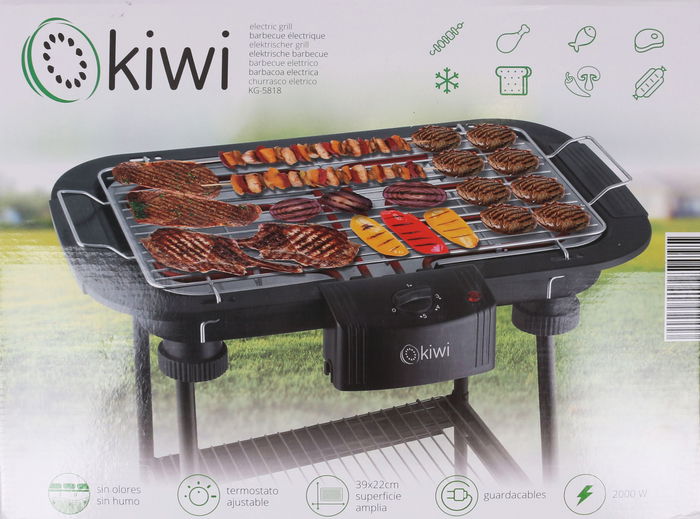 Kiwi Asador Eléctrico 2000W con Patas - Dimensiones 47.5x34 cm (3 Unidades)