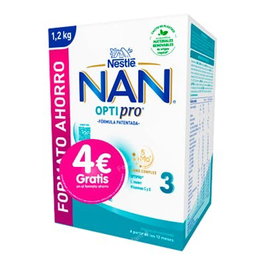 NAN Optipro 3 Bib 12 Envases 600 G Pack Fórmula de Leche para Niños