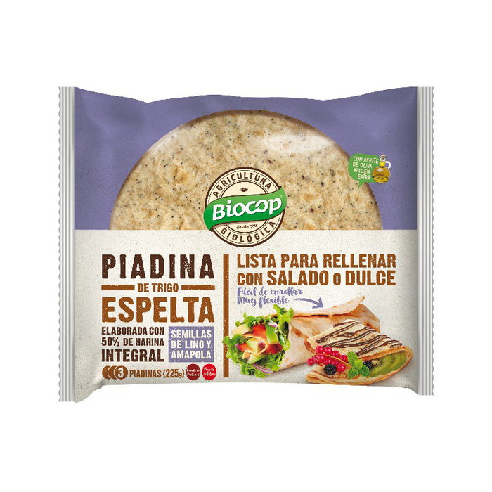Biocop Piadina de Trigo Espelta con Lino y Amapola 225g Biocop Piadina de Trigo Espelta con Lino y Amapola 225g