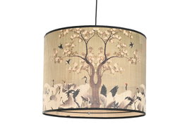 DKD Home Decor Lámpara Techo Oriental Bambú Metal Verde Blanco 55 x 42 x 55 cm