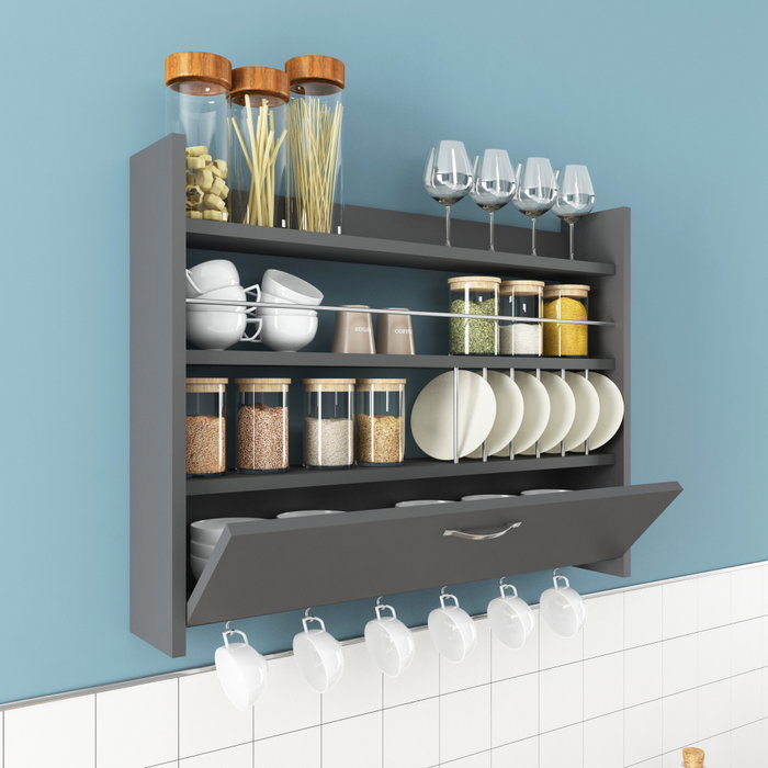 Hanah Home Knott Estantería de Cocina Antracita 85x15x65 cm