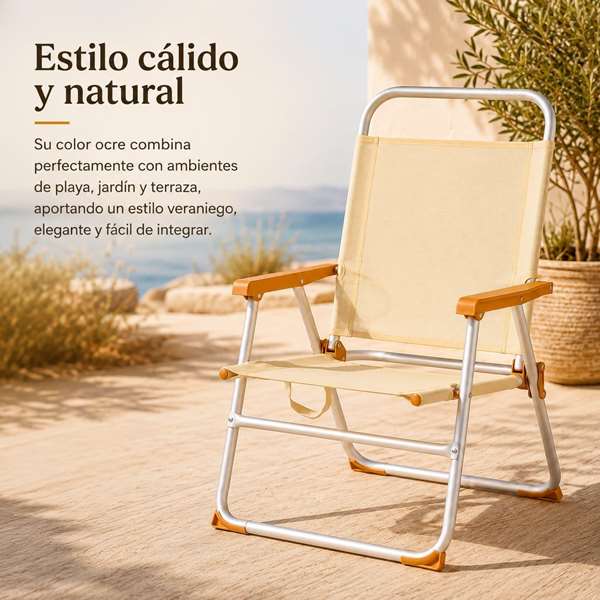 JugaToys Silla de playa de aluminio fija en color arena