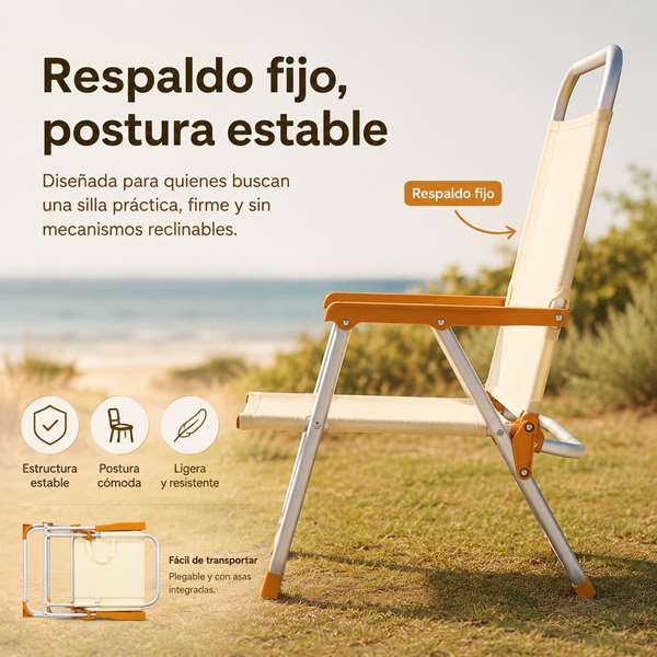 JugaToys Silla de playa de aluminio fija en color arena