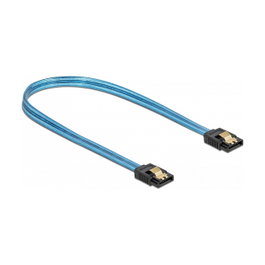 DeLOCK Cable SATA III con efecto de brillo UV azul, 50 cm