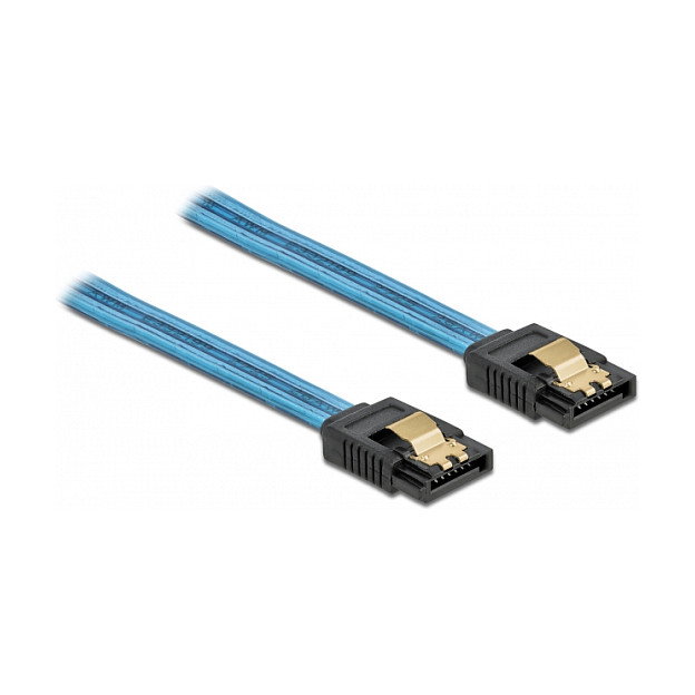 DeLOCK Cable SATA III con efecto de brillo UV azul, 50 cm