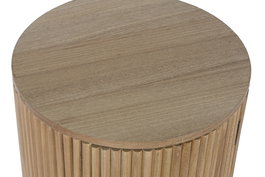 DKD Home Decor Mesita de Noche Balines Natural Paulownia y MDF 43 x 43 x 48 cm