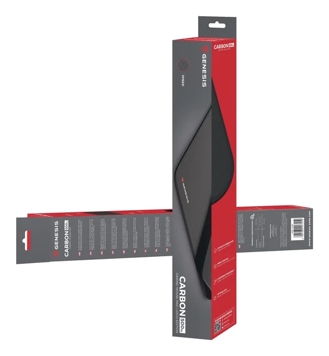 Genesis NPG-1346 - Alfombrilla de Ratón para Gaming Carbon 500 XL Logo, Tela y Caucho, Negro, 500x400mm, Bordes Rematados y Base Antideslizante