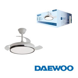 DAEWOO Ventilador de Techo 36 Pulgadas con Aspas Retráctiles, Motor 30W, LED 25W, 3 Temperaturas, Control por App