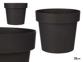 Ibergarden Maceta de Plástico Antracita 25 cm Diámetro x 22.5 cm Alto (Set de 12)