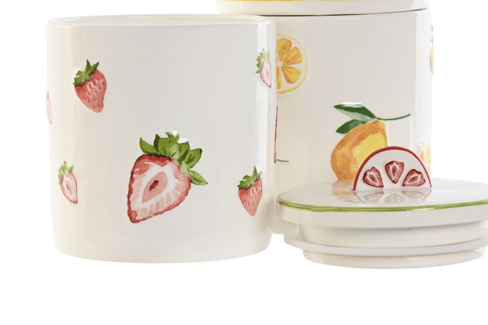 DKD Home Decor Bote de Porcelana Frutas 24 Surtido