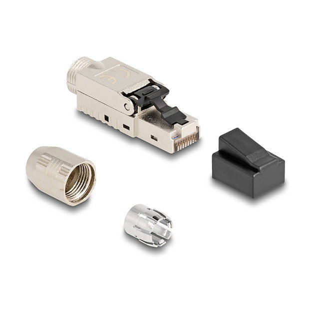 DeLOCK Conector RJ45 macho Cat.6A con prensaestopas y tapa antipolvo, Plata DeLOCK Conector RJ45 macho Cat.6A con prensaestopas y tapa antipolvo, Plata