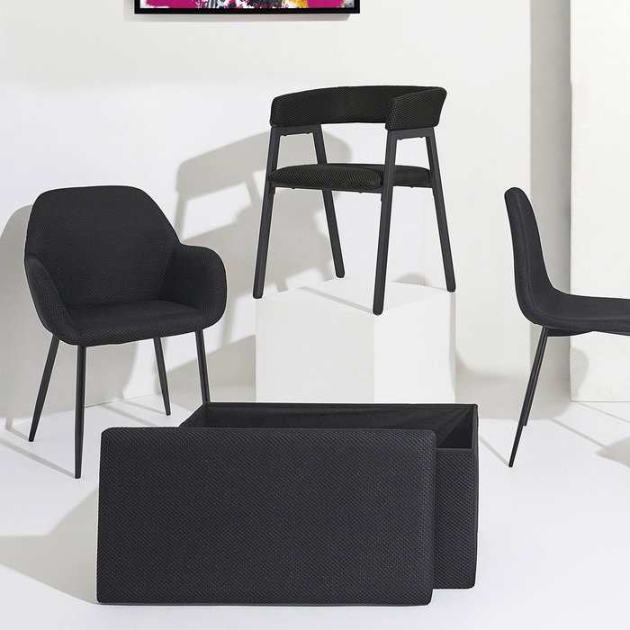 Home Deco Factory Silla Butaca Atom Negra Poliéster Hierro Contemporain 59x55.7x85 cm